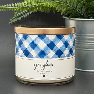 BBW Gingham Bath & Body Works 3 Wick Candle
